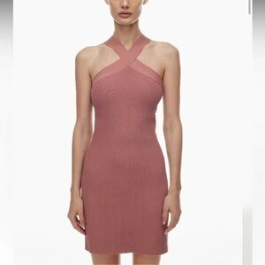 Babaton Cross-Front Ribbed Knit Dress – Size 2XS (Never Worn)